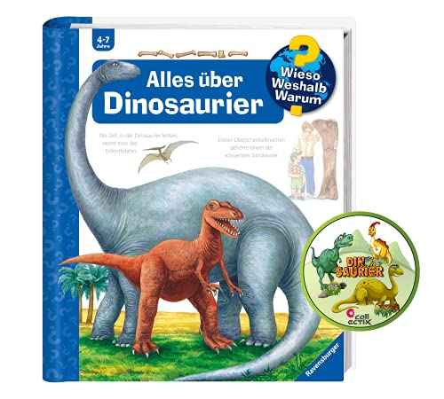 Buchspielbox Wieso? Weshalb? Warum? Todo sobre dinosaurios (banda 12) + pegatinas de dinosaurio, libro de información para niños a partir de 4 años