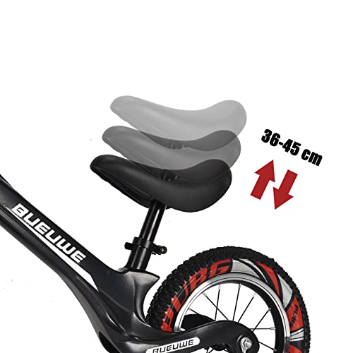 Bueuwe 12/14 Pulgadas Bicicleta NiñO, Sin Pedales,Ultraligera,Manillar Y SillíN Ajustables,Bici para NiñOs De 2 A 7 AñOs Juguetes,hasta 45 Kg,3 Colores,Negro,12 Inches