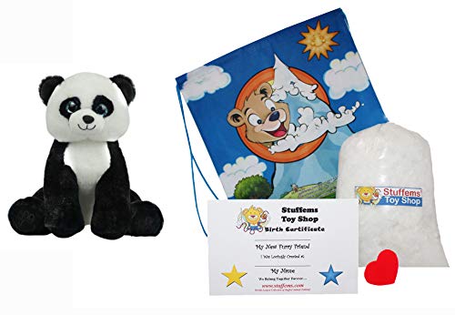 Build A Furry Friend Hashtag Panda Oso de Peluche por. Mimosa de Felpa Suave 16 Pulgadas Animal Relleno. Calidad Hecha a Mano. con el Relleno, Estrella-corazón y Certificado de Nacimiento.