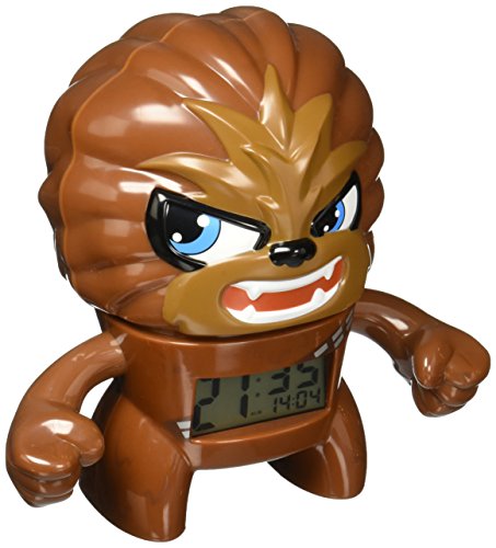 BulbBotz Star Wars Chewbacca - Reloj despertador con luz para niños, color marrón y negro, plástico, 7.5 pulgadas de alto, pantalla LCD, chico y niña, oficial