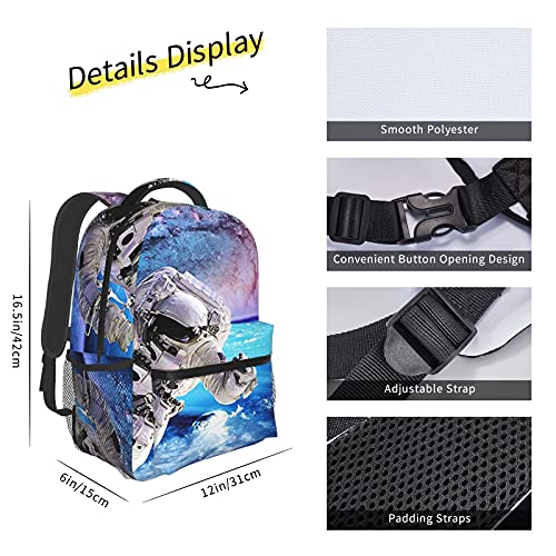 BYETWIK Mochilas Escolares Niños Niñas, Mochilas Hombre Mujer, Casual Deporte Playa Viaje Compras Bolsa Escolar, Mochilas Escolares Astronauta de la Galaxia de la NASA