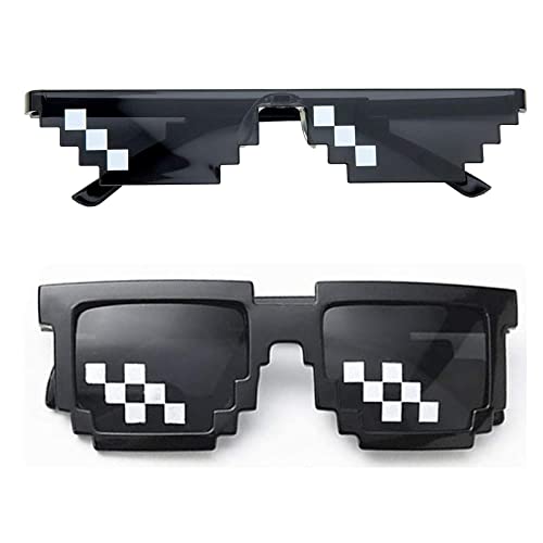 Bymivofun 2 pares Gafas Pixeladas, Gafas de Mosaico de Píxeles, Gafas de Sol Thug Life, Gafas Cool Thug, para Viajes, Fotografía, Fiestas Temáticas, Conciertos, Fiestas, Festivales