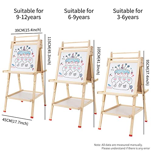 Caballete de arte para niños - Soporte de madera con letras magnéticas - Números - Tizas y lápices de colores para niños mayores de 3 años