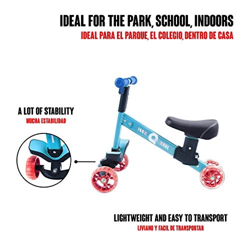 Calma Dragon Triciclo GDKWP02, Bicicleta sin Pedales para Niños, Correpasillos para Bebes, Bici para niños con Sillín Regulable, Ruedas con Luces Led (Azul)