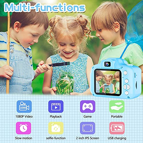 Cámara para Niños Infantil Cámara de Fotos Digital Cámara Juguete para Niños 2 Pulgadas 1080P HD Selfie Video Cámara Regalos Ideales para Niños Niñas de 3 4 5 6 7 8 9 Años con Tarjeta TF 32 GB