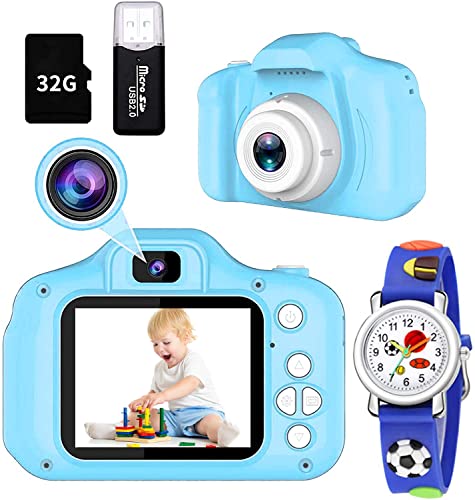 Cámara para Niños Infantil Cámara de Fotos Digital Cámara Juguete para Niños 2 Pulgadas 1080P HD Selfie Video Cámara Regalos Ideales para Niños Niñas de 3 4 5 6 7 8 9 Años con Tarjeta TF 32 GB