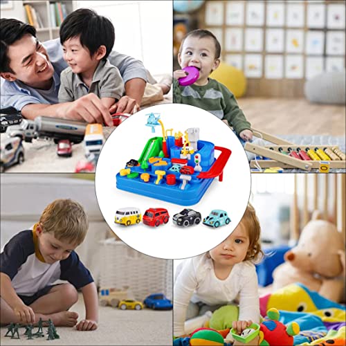 Car Adventure Toy Set Race Car Track con 4 Autos Preescolar Vehículo de Juguete Educativo Puzzle Car Track Playsets para niños pequeños Niños - Multicolor