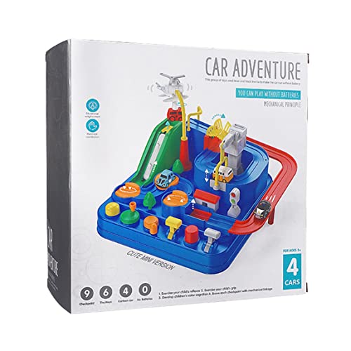 Car Adventure Toy Set Race Car Track con 4 Autos Preescolar Vehículo de Juguete Educativo Puzzle Car Track Playsets para niños pequeños Niños - Multicolor