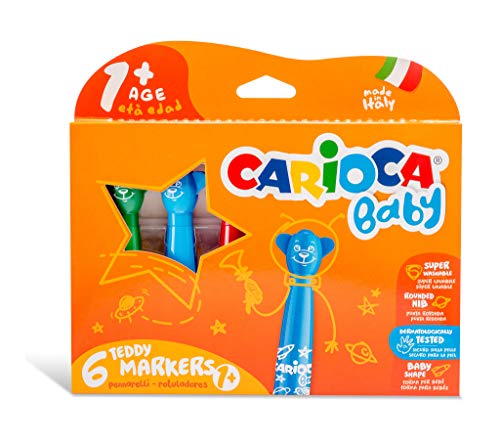 Carioca Teddy Markers Baby, 6 rotuladores, Multicolor