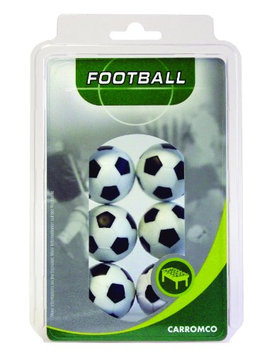 Carromco 62406 Pelotas de futbolin, Unisex, Multicolor (Blanco/Negro), 36 mm Conjunto de 6