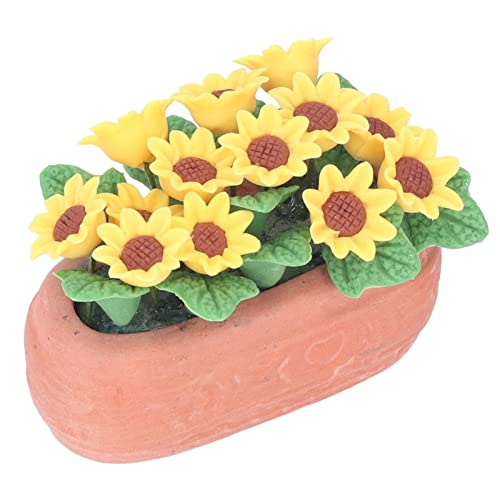 Casa de Muñecas Mini Modelo de Maceta de Girasol, Maceta de Girasol de Casa de Muñecas DIY Fácil de Llevar para Mini Jardín para Pasillos Y Patios