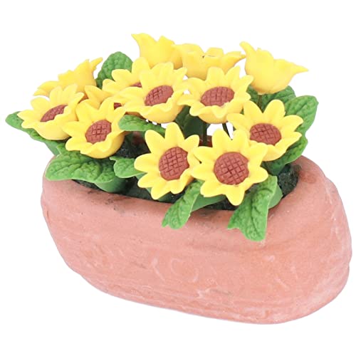 Casa de Muñecas Mini Modelo de Maceta de Girasol, Maceta de Girasol de Casa de Muñecas DIY Fácil de Llevar para Mini Jardín para Pasillos Y Patios