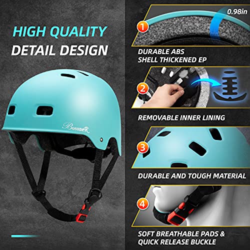 Casco Bicicleta, Casco de monopatín Ajustable multideportivo para niños jóvenes Adultos, Resistencia al Impacto ventilación Seguridad Casco Protector para patineta BMX Patinaje sobre Ruedas en línea