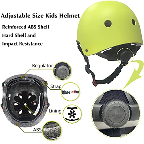 Casco para niños y niñas Casco cómodo Ajustable de Seguridad para patineta, patineta, Bicicleta (3-8 años) (Green, S(3-8years Old))