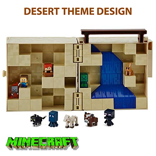 Caso figura Collector Mattel Minecraft Mini | Desierto Diseño temático celebra 32 Minecraft Minifiguras