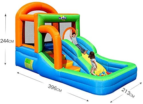 Castillo Hinchable Y Tobogán , Cubierta Niños S Slide Familia Al Aire Libre Zona De Juegos Infantil S Multifuncional Inflable Salto De Cama Colores 396 * 213 * Un 244Cm