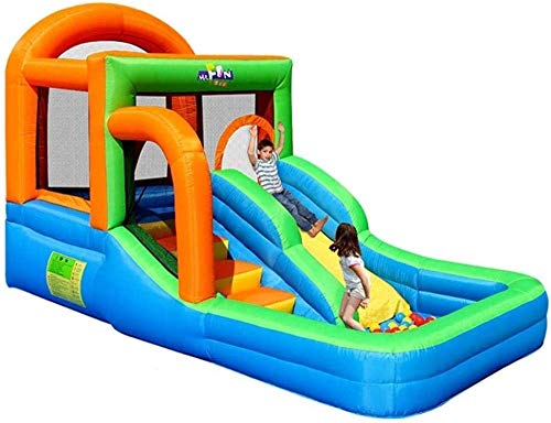 Castillo Hinchable Y Tobogán , Cubierta Niños S Slide Familia Al Aire Libre Zona De Juegos Infantil S Multifuncional Inflable Salto De Cama Colores 396 * 213 * Un 244Cm