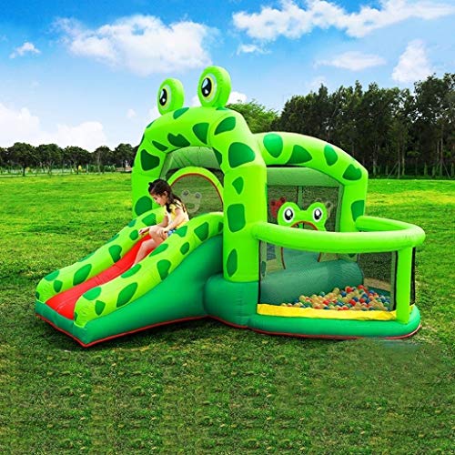 Castillos hinchables De Dibujos Animados Niños Trampolín De Salto De Jardín con Red De Protección (sin Incluir La Bola del Océano) (Color : Green, Size : 330 * 300 * 235cm)