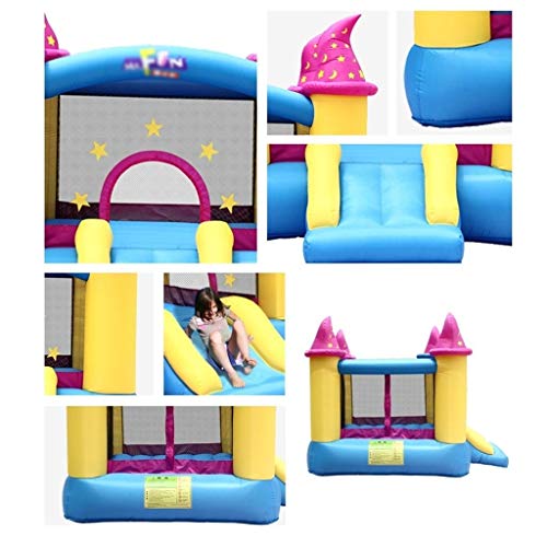 Castillos hinchables Trampolín De Jardín con Red De Protección Niños Cama Hinchable con Tobogán Inflable Divertido Dibujos Animados, con 90 Kg