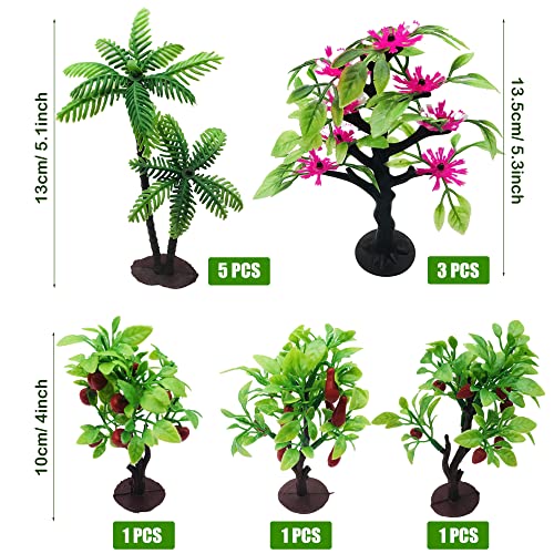 Cayway 24 Pz Modelo Árbol Palmeras de Coco Modelo, 12 Pz Huesos de Dinosaurio de Plástico para Decoración en Miniatura o Decoración para Tartas