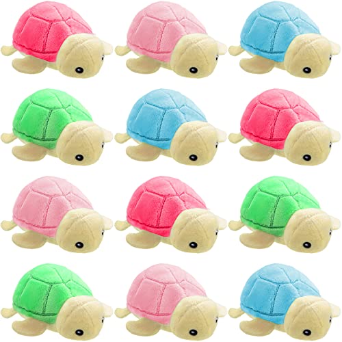 Chalyna 12 Tortugas Marinas Mini Tortugas Bebé de Peluche Multicolor Pequeñas Set de Animales de Peluche Pequeños de 4 Pulgadas Adornos de Animales del Océano para Cumpleaños Mar Regalos de Fiesta