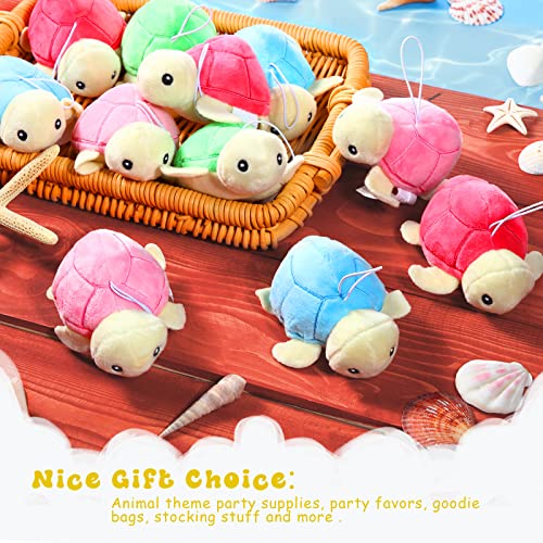 Chalyna 12 Tortugas Marinas Mini Tortugas Bebé de Peluche Multicolor Pequeñas Set de Animales de Peluche Pequeños de 4 Pulgadas Adornos de Animales del Océano para Cumpleaños Mar Regalos de Fiesta