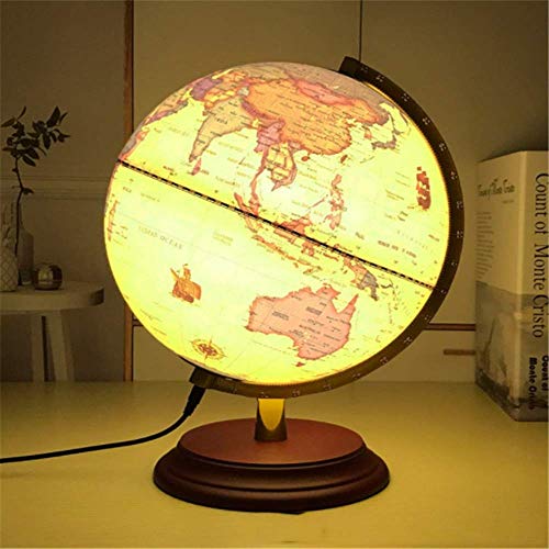 CHHD Explorar el Mundo Globo Giratorio Educativo Enseñanza Global Pure English 25CM Estudiantes de Secundaria Decoración de enseñanza Especial Lámpara de Mesa LED para Escolares Adultos