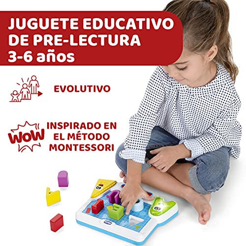 Chicco Aprendo Las Vocales, Mesa de Actividades Parlante Edu4You, Juego Educativo Electrónico para Aprender el Alfabeto y las Formas, Inspirado en Método Montessori – Juguete para Niños de 2 a 4 Años