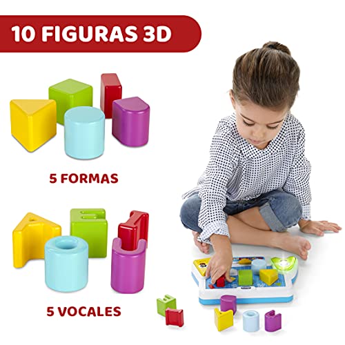 Chicco Aprendo Las Vocales, Mesa de Actividades Parlante Edu4You, Juego Educativo Electrónico para Aprender el Alfabeto y las Formas, Inspirado en Método Montessori – Juguete para Niños de 2 a 4 Años