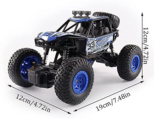 Children RC Truck Off-Road 4WD Electric RC Cars 1/20 Ratio 2.4G Electric Rock Crawler Toy Car Suspension Shock Climbing RC Vehicle for Boys Girls Xmas Birthday Gifts (Blue 2battery)