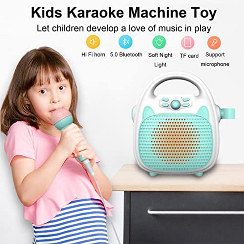 chiwanji Niños Karaoke Máquina Altavoz con 1 Micrófonos Niñas Chicos Cantando Juguetes Construir en Luz LED Mostrar Interior Al Aire Libre - Azul