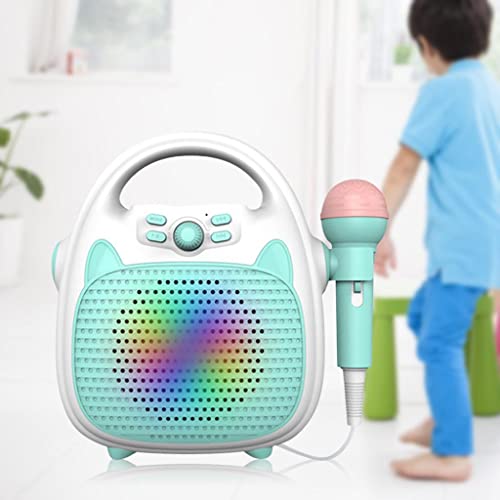 chiwanji Niños Karaoke Máquina Altavoz con 1 Micrófonos Niñas Chicos Cantando Juguetes Construir en Luz LED Mostrar Interior Al Aire Libre - Azul