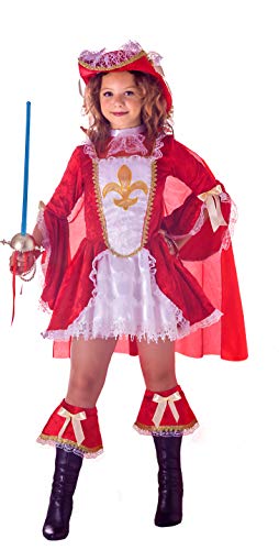 Ciao Lady Moschettiera Costume Bambina 2-in-1 (Taglia 9-11 Anni) Disfraces, Rossol/Bianco, Niñas