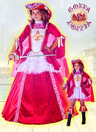 Ciao Lady Moschettiera Costume Bambina 2-in-1 (Taglia 9-11 Anni) Disfraces, Rossol/Bianco, Niñas