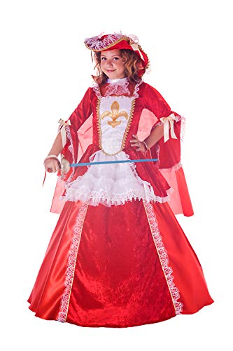 Ciao Lady Moschettiera Costume Bambina 2-in-1 (Taglia 9-11 Anni) Disfraces, Rossol/Bianco, Niñas