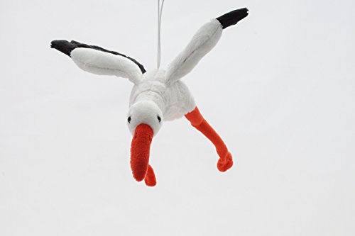 Cigüeña de peluche con forma de cigüeña, 26 cm, volando