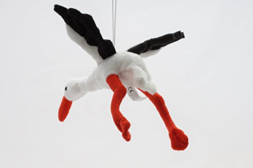 Cigüeña de peluche con forma de cigüeña, 26 cm, volando