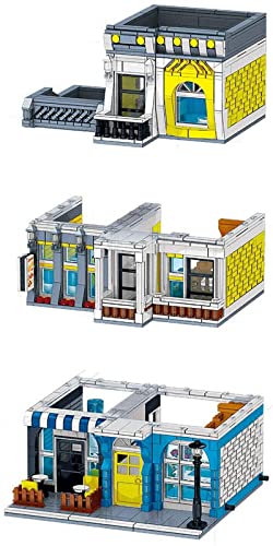 City Architecture Building Blocks Kit, Bloques Construcción Modulares de Casas, Compatibles con Lego (Summer Café, Hill Hotel, Rome Restaurant y Chinese Restaurant)