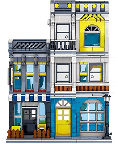 City Architecture Building Blocks Kit, Bloques Construcción Modulares de Casas, Compatibles con Lego (Summer Café, Hill Hotel, Rome Restaurant y Chinese Restaurant)