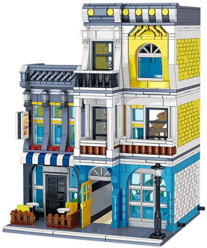 City Architecture Building Blocks Kit, Bloques Construcción Modulares de Casas, Compatibles con Lego (Summer Café, Hill Hotel, Rome Restaurant y Chinese Restaurant)