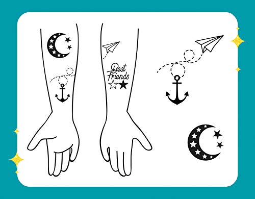 Clementoni-18581 - Tatuajes dorados - set para hacer tatuajes temporales infantiles a partir de 6 años