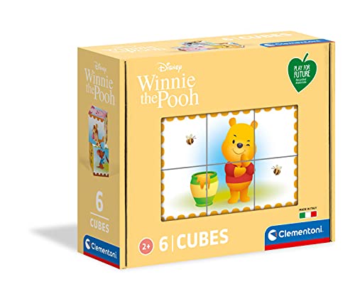 Clementoni Disney Winnie The Pooh, puzle 3 años – Cubos de 6 Piezas – Play For Future – Materiales 100% reciclados – Fabricado en Italia, Rompecabezas para niños, Dibujos Animados, Multicolor (44012)