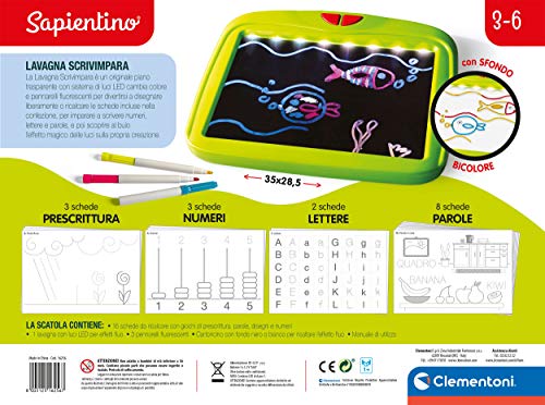 Clementoni - LED Pizarra de Escritorio, Multicolor, 16256