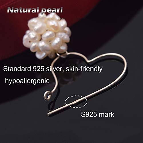 CLETPY Pendientes De Plata Esterlina S925, Pendientes De Perlas Naturales De Agua Dulce, Colgante De Corazón Tejido A Mano, Pendientes De Dama Hipoalergénicos