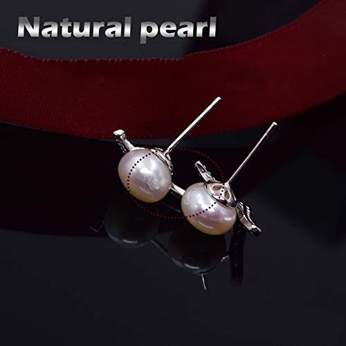 CLETPY S925 Plata De Ley, Pendientes De Diamantes En Forma De V, Pendientes De Perlas Naturales De Agua Dulce, Pendientes De Mujer Hipoalergénicos