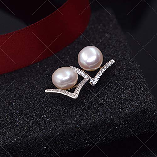 CLETPY S925 Plata De Ley, Pendientes De Diamantes En Forma De V, Pendientes De Perlas Naturales De Agua Dulce, Pendientes De Mujer Hipoalergénicos