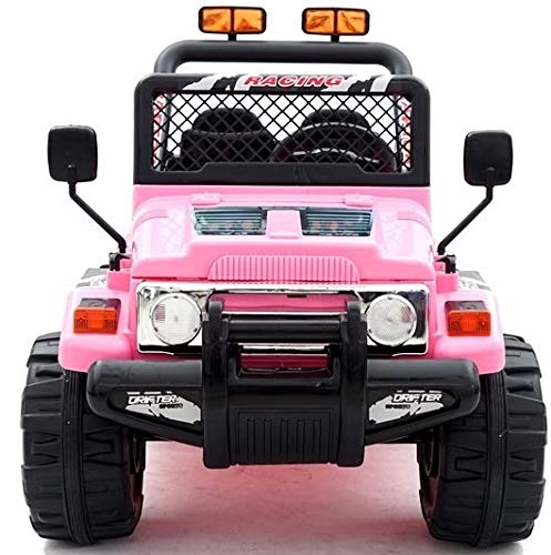 Coche estilo Jeep 4 x 4, de 2 plazas, Eléctrico/con pilas, 12 V, para niños, rosa (Producto con enchufe de UK)