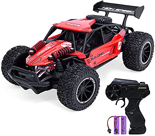 Coche teledirigido para niños 1:16 RC Auto Offroad Truck 20 km/h 2.4 GHz Mando a Distancia High Speed Racing Coche con Dos baterías Recargables Coche de Juguete para niños 8 años