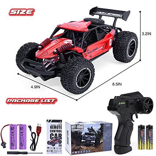 Coche teledirigido para niños 1:16 RC Auto Offroad Truck 20 km/h 2.4 GHz Mando a Distancia High Speed Racing Coche con Dos baterías Recargables Coche de Juguete para niños 8 años