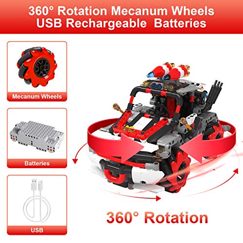 Coche Teledirigido,546PC Stem Bloques de Construcción Coche Teledirigido,Aplicación y Control Remoto,Codificación de Bricolaje,Baterías Recargables Coche Radiocontrol para Regalos